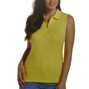 Rafaella $49 Women Yellow Sleeveless Polo Top With Zip Front‎ MD NWT